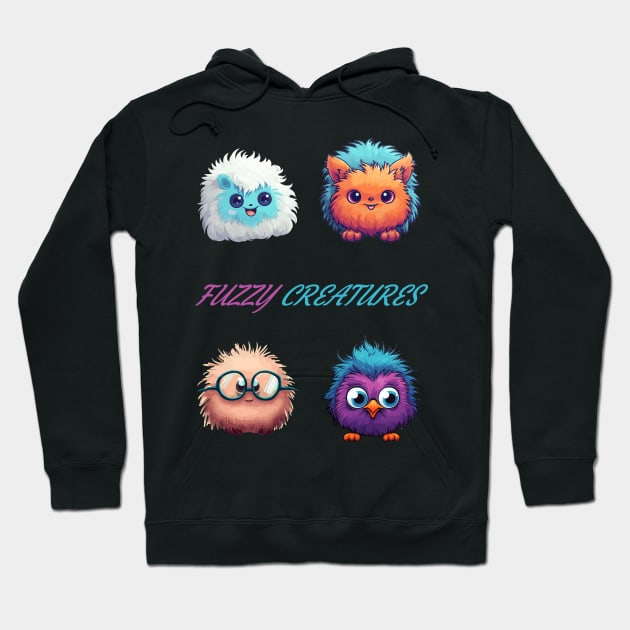 Fuzzy Monsters T-Shirt,  Cute creatures Design with Unique Layout Hoodie by Berny34Graphics
